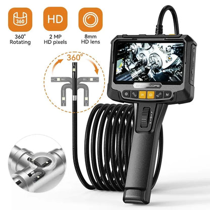 360° Articulating Industrial Endoscope 5" IPS 1080P by HitMyNeed