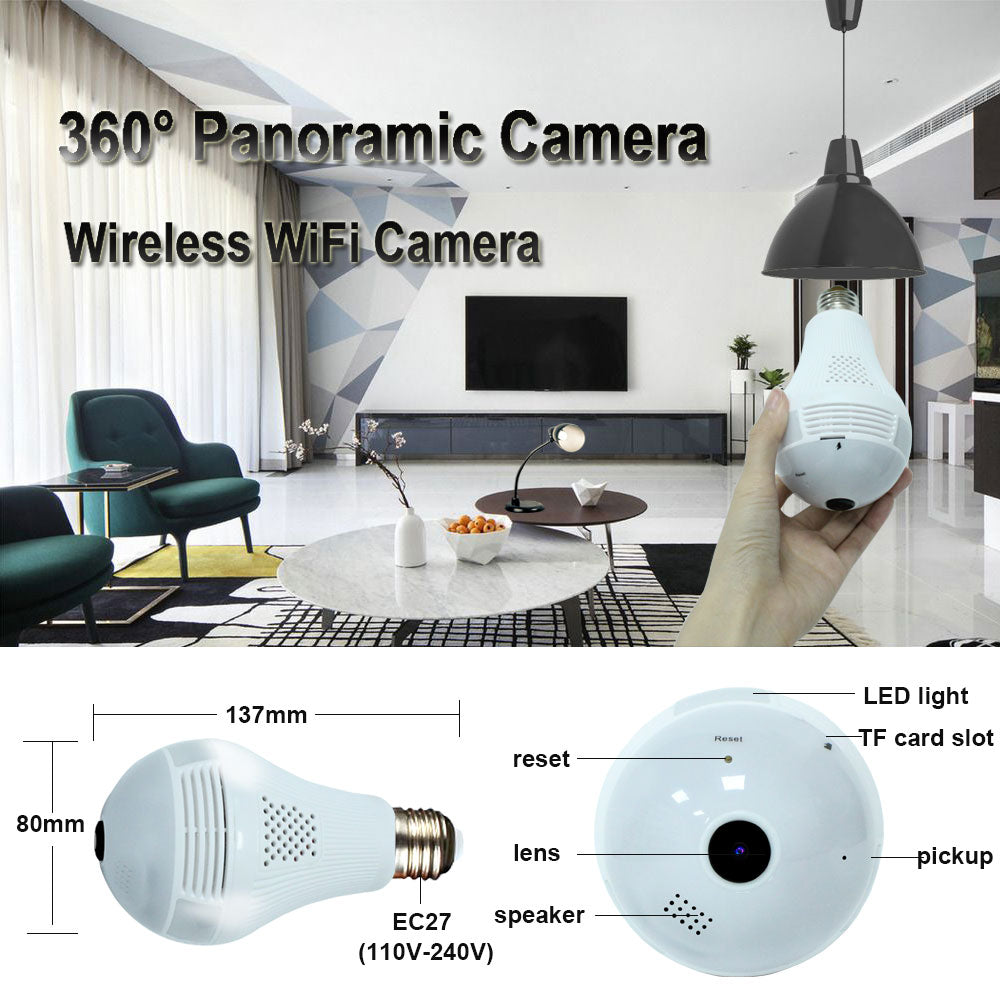 360° Panoramic Light Bulb Home Security Camera by HitMyNeed