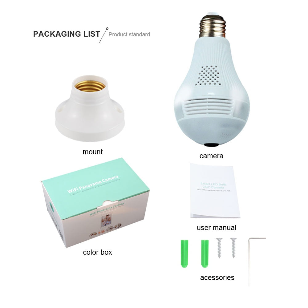 360° Panoramic Light Bulb Home Security Camera by HitMyNeed