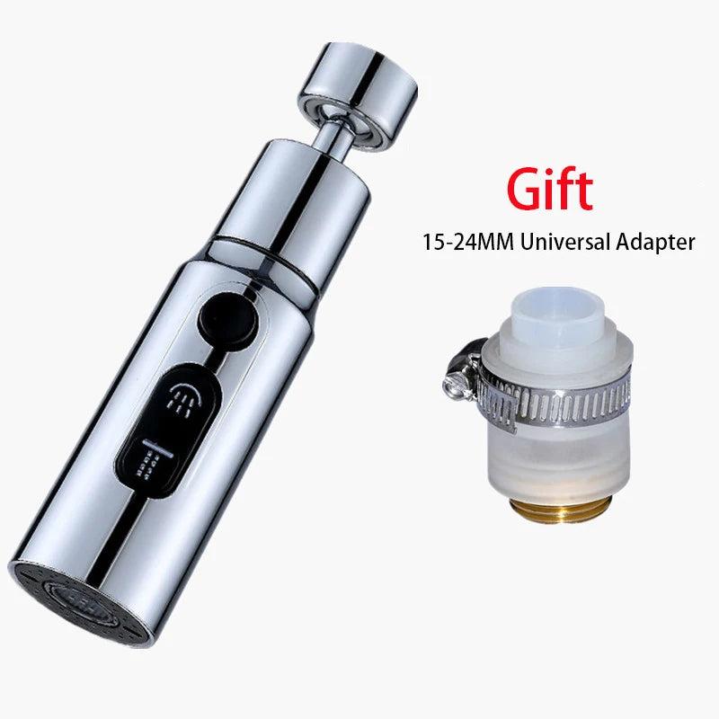 360° Rotating Faucet Extender with 3-Mode Aerator silver by HitMyNeed