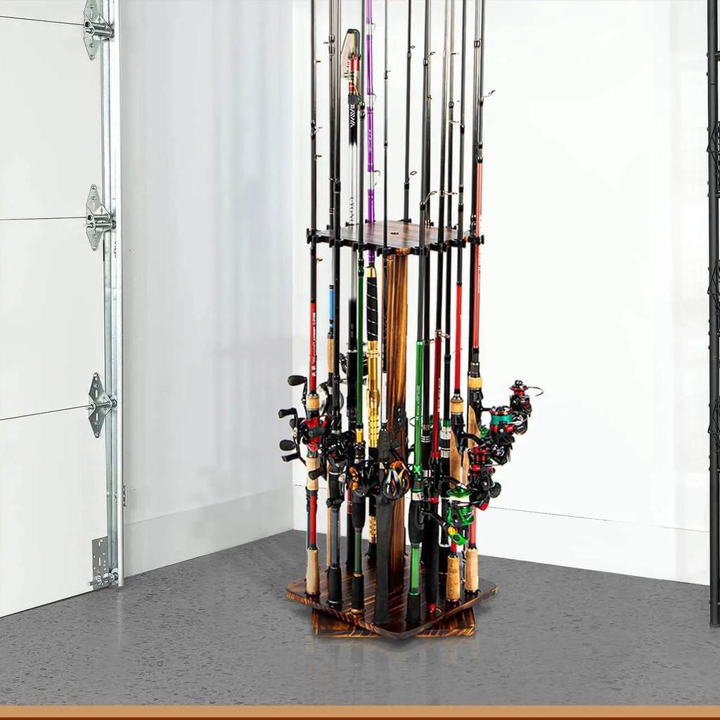 360° Rotating Fishing Rod Rack Floor Stand for 16 Rods by HitMyNeed