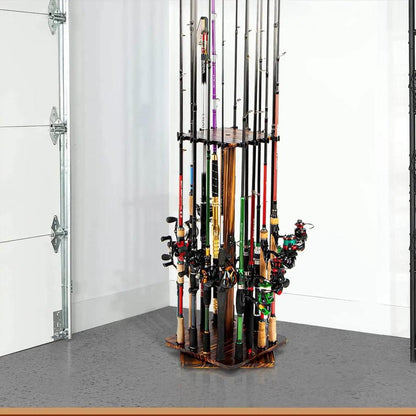 360° Rotating Fishing Rod Rack Floor Stand for 16 Rods by HitMyNeed