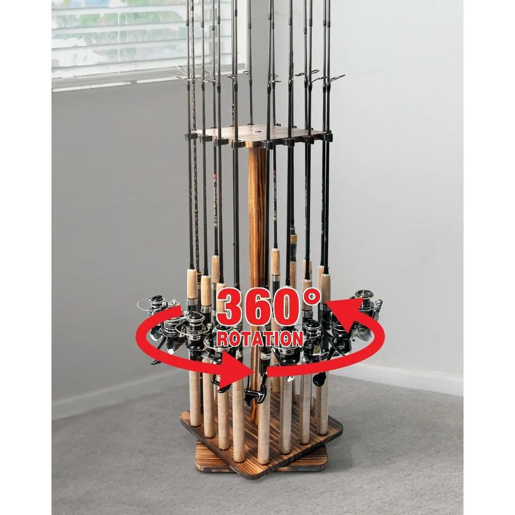 360° Rotating Fishing Rod Rack Floor Stand for 16 Rods by HitMyNeed