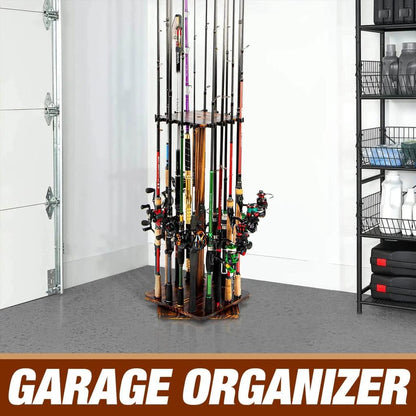 360° Rotating Fishing Rod Rack Floor Stand for 16 Rods by HitMyNeed