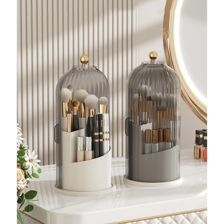 360° Rotating Makeup Brush Holder with Dustproof Cover by HitMyNeed