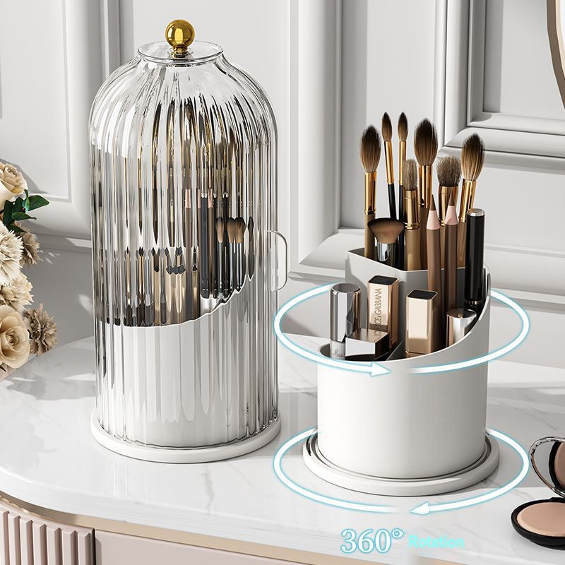 360° Rotating Makeup Brush Holder with Dustproof Cover by HitMyNeed