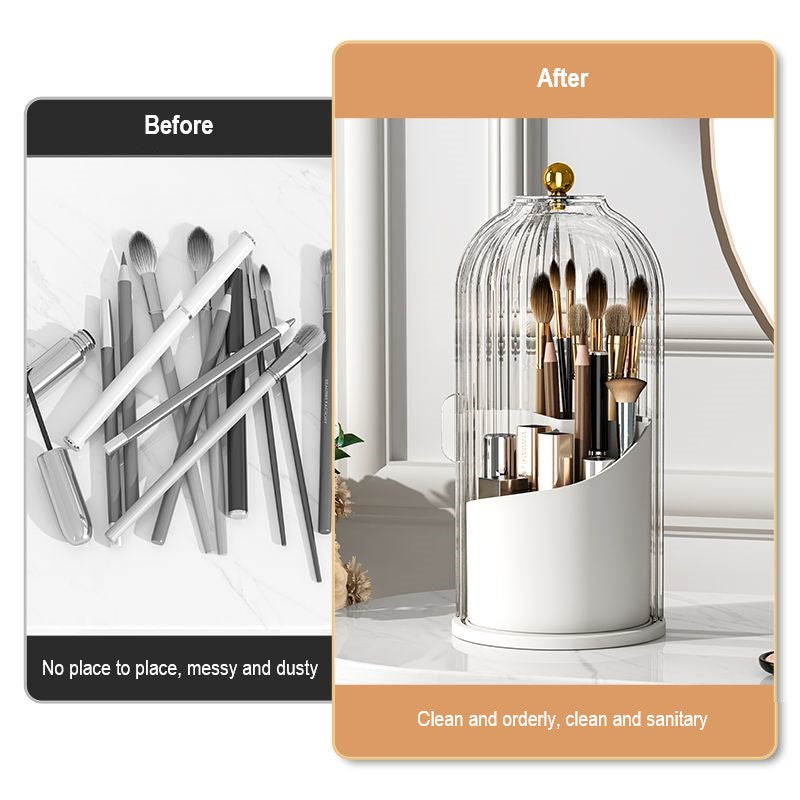 360° Rotating Makeup Brush Holder with Dustproof Cover by HitMyNeed