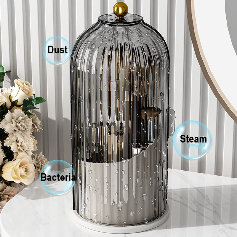 360° Rotating Makeup Brush Holder with Dustproof Cover by HitMyNeed