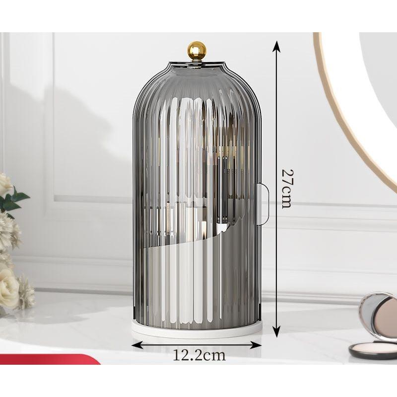 360° Rotating Makeup Brush Holder with Dustproof Cover a-black by HitMyNeed