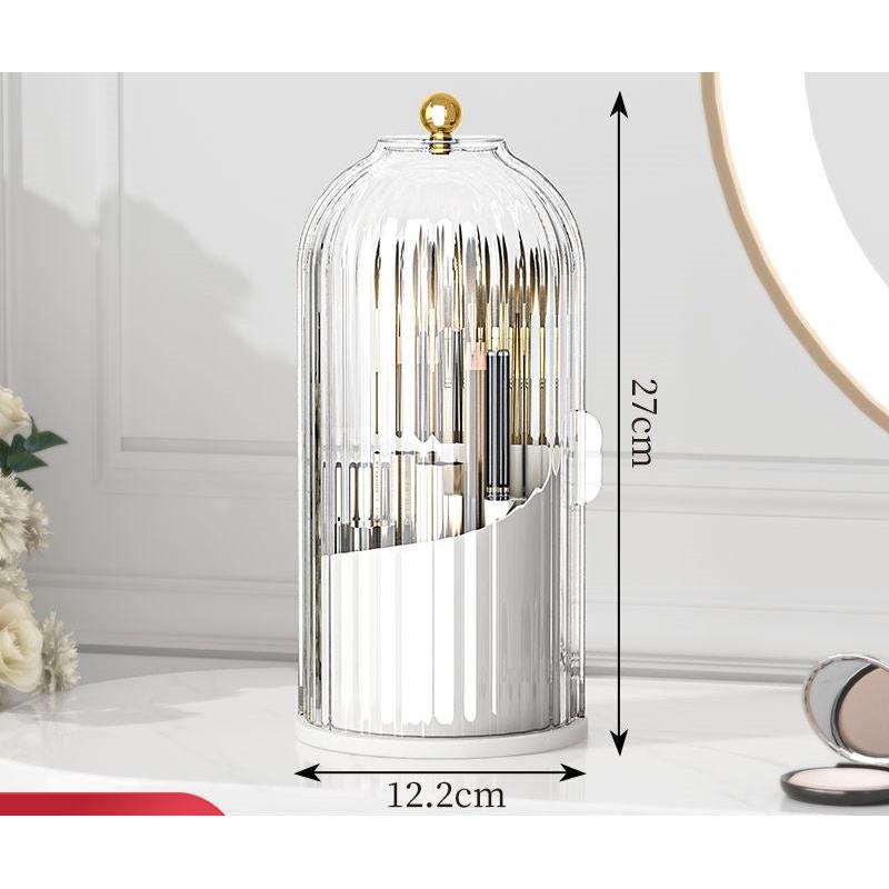 360° Rotating Makeup Brush Holder with Dustproof Cover a-white by HitMyNeed