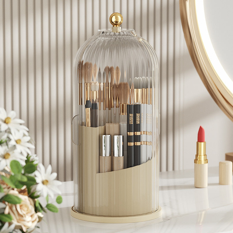 360° Rotating Makeup Brush Holder with Dustproof Cover a-yellow by HitMyNeed