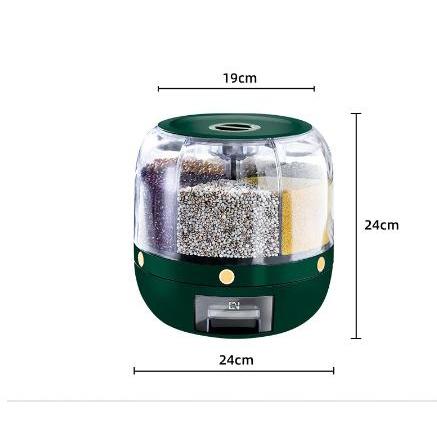 360° Rotating Rice & Cereal Dispenser Container green by HitMyNeed