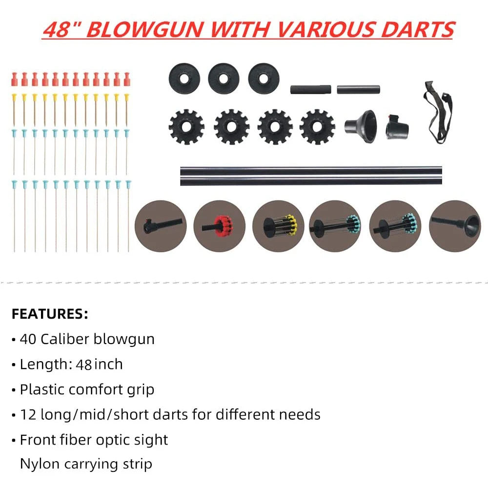 36/48 inch Training Blowgun with 4 Dart Types by HitMyNeed