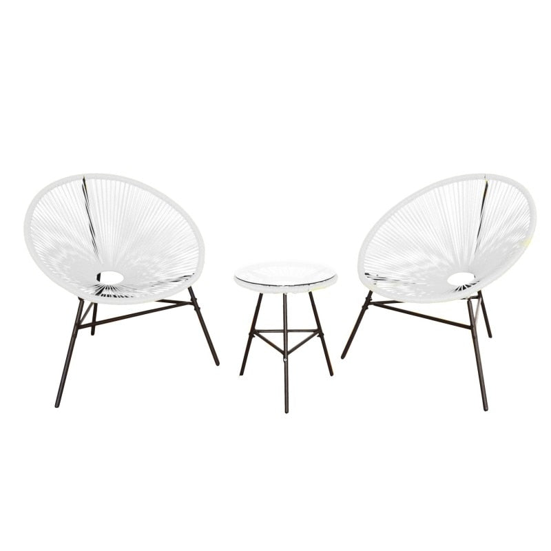 Rattan Patio Bistro Set with Table and 2 Chairs