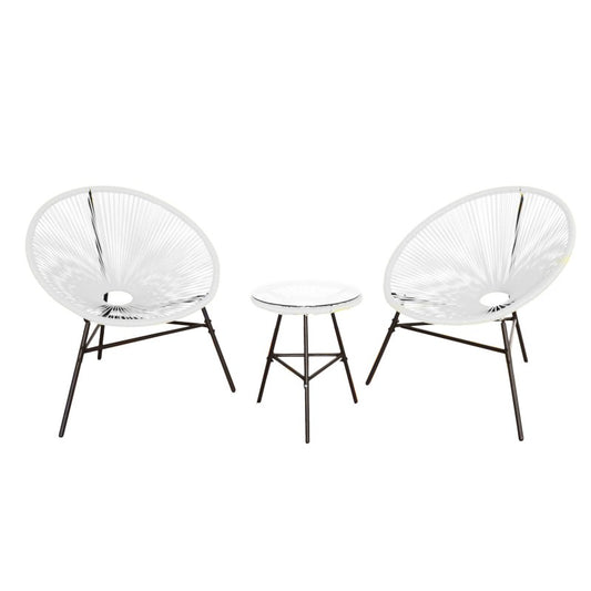 Rattan Patio Bistro Set with Table and 2 Chairs