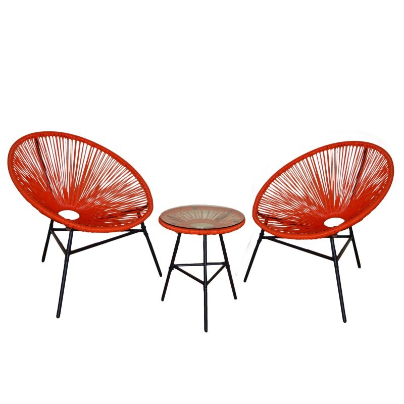 Rattan Patio Bistro Set with Table and 2 Chairs