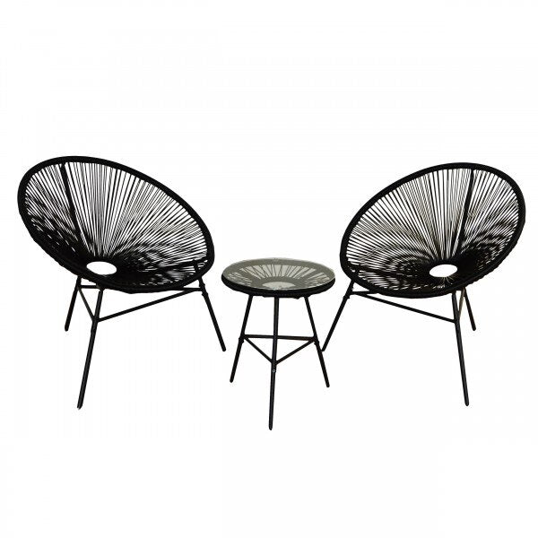 Rattan Patio Bistro Set with Table and 2 Chairs