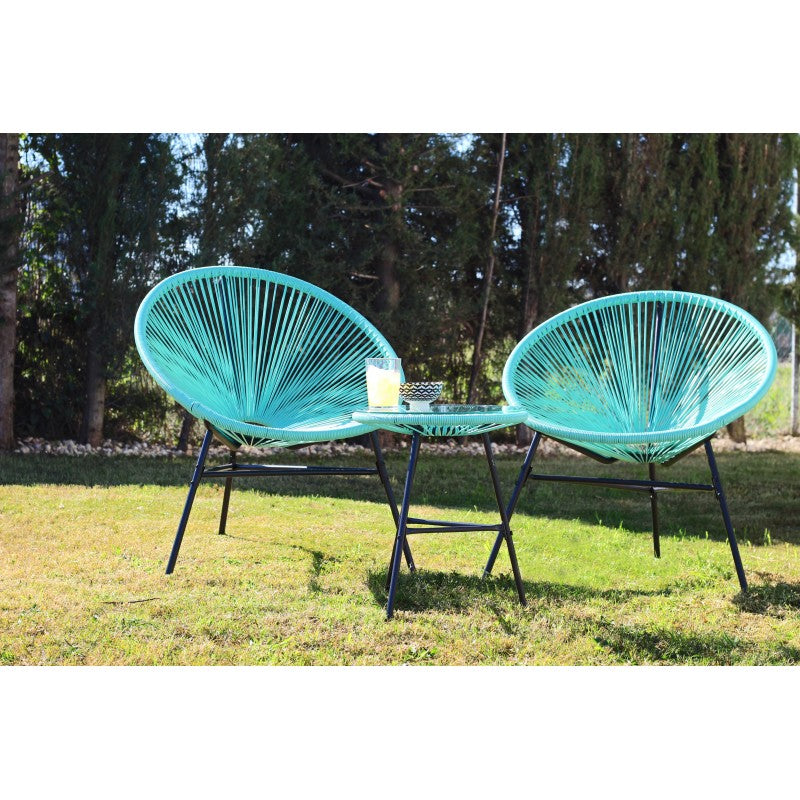 Rattan Patio Bistro Set with Table and 2 Chairs