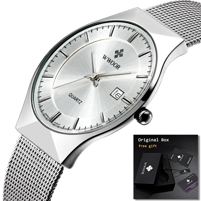Men's Thin Stainless Steel Wristwatch