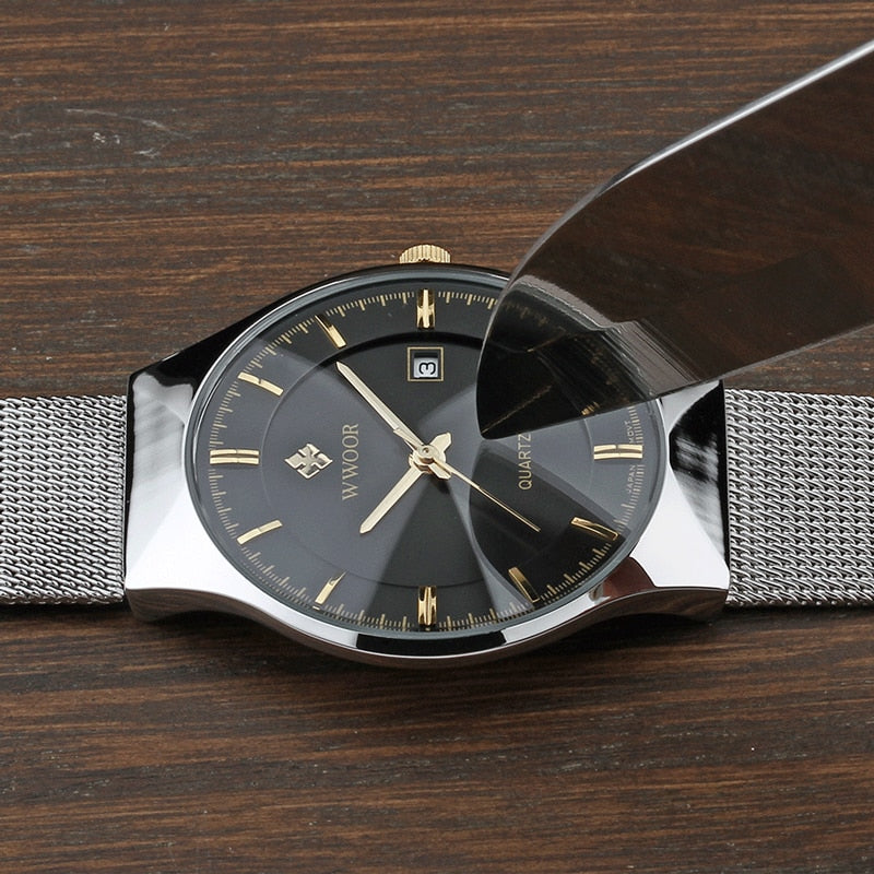 Men's Thin Stainless Steel Wristwatch