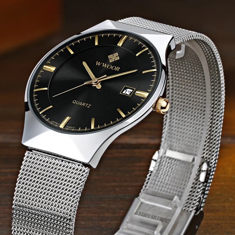 Men's Thin Stainless Steel Wristwatch