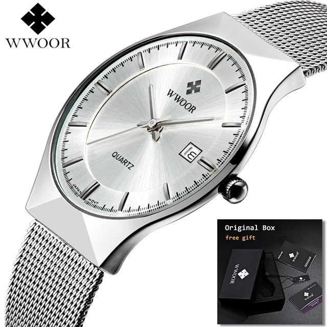 Men's Thin Stainless Steel Wristwatch