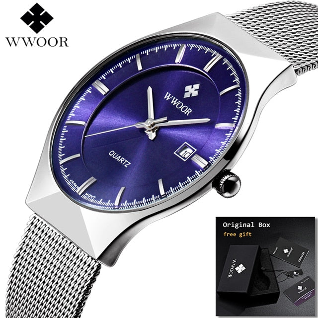 Men's Thin Stainless Steel Wristwatch