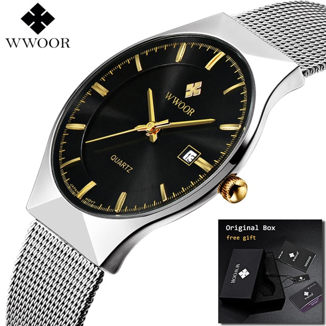 Men's Thin Stainless Steel Wristwatch