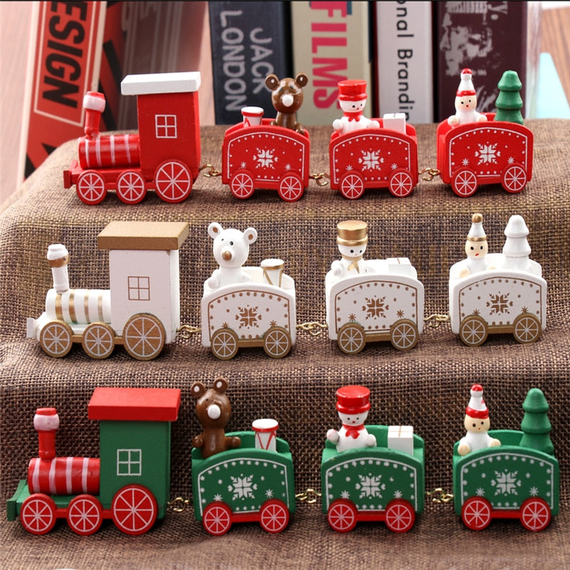 Wooden Christmas Train Table Decoration