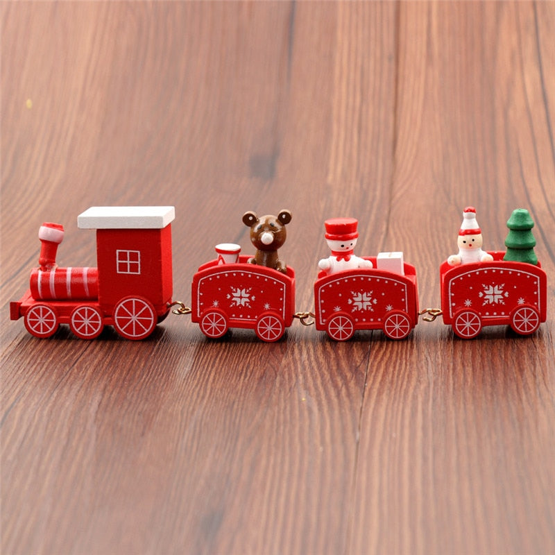 Wooden Christmas Train Table Decoration