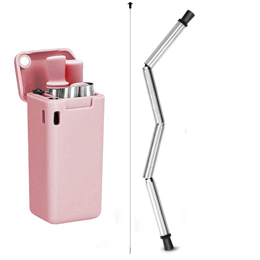 Foldable Reusable Metal Drinking Straw Set