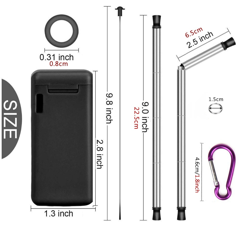 Foldable Reusable Metal Drinking Straw Set