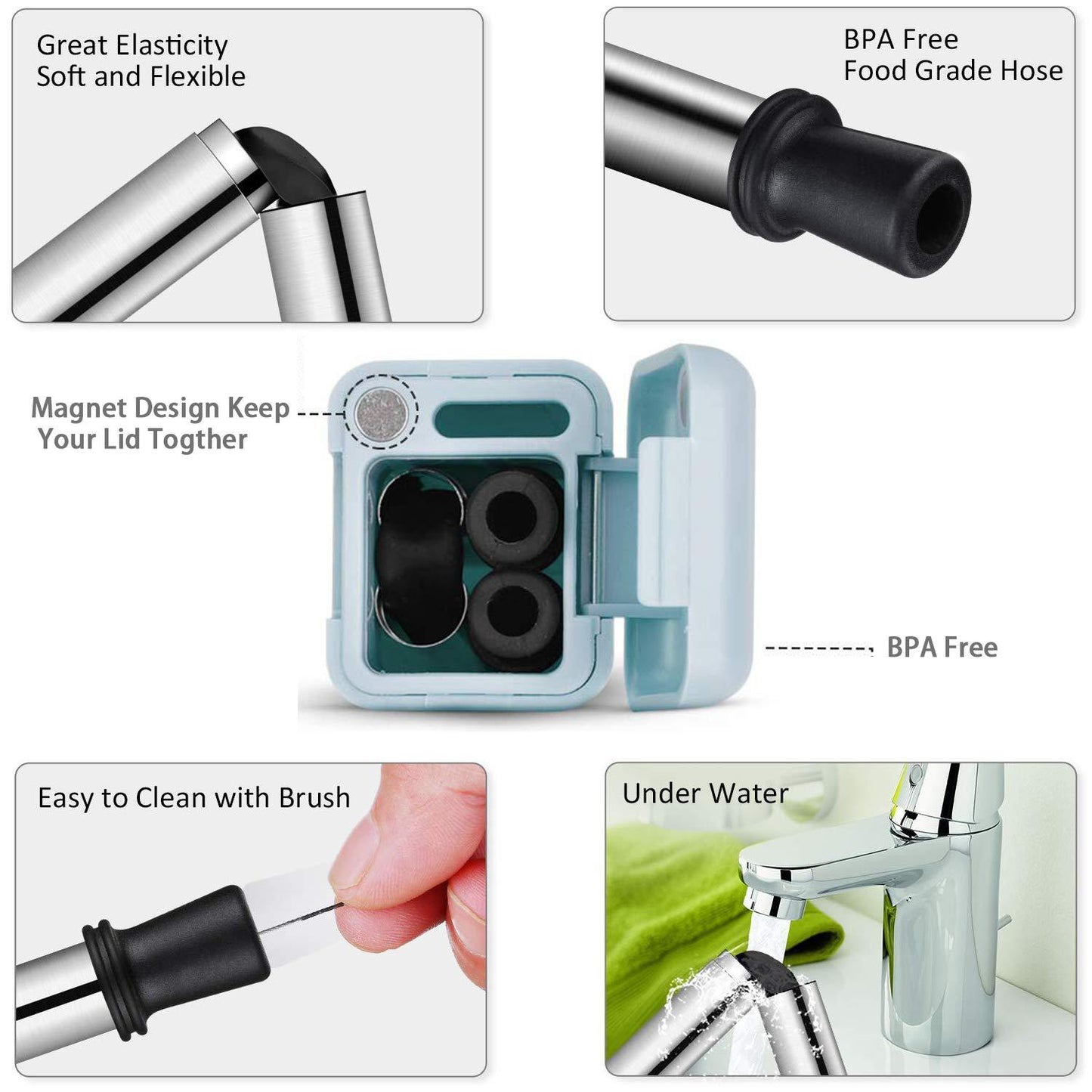 Foldable Reusable Metal Drinking Straw Set