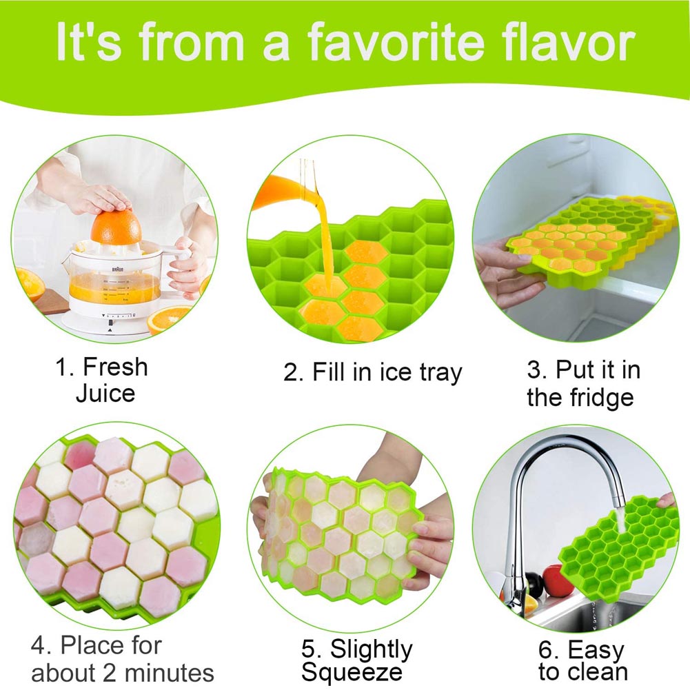 37-Cavity Honeycomb Silicone Ice Cube Tray with Lids by HitMyNeed