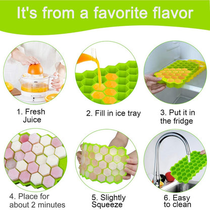 37-Cavity Honeycomb Silicone Ice Cube Tray with Lids by HitMyNeed