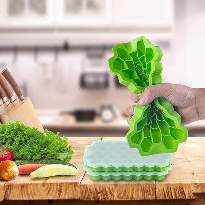 37-Cavity Honeycomb Silicone Ice Cube Tray with Lids by HitMyNeed