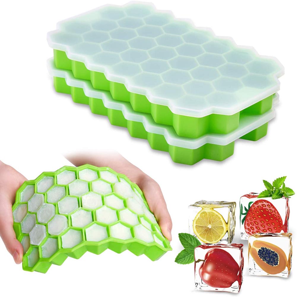37-Cavity Honeycomb Silicone Ice Cube Tray with Lids by HitMyNeed