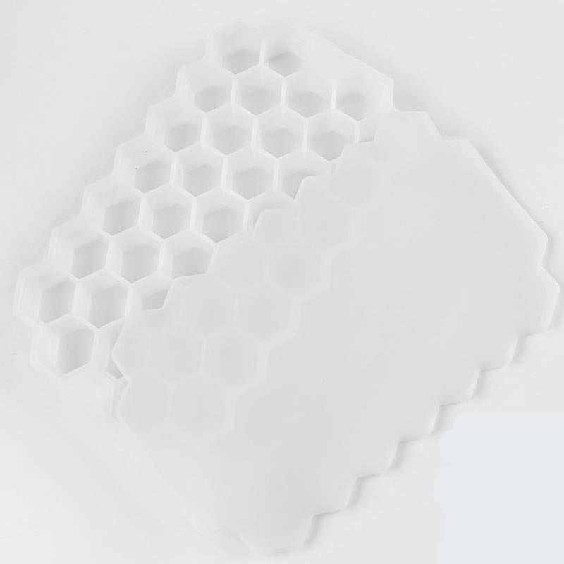 37-Cavity Honeycomb Silicone Ice Cube Tray with Lids ivory by HitMyNeed
