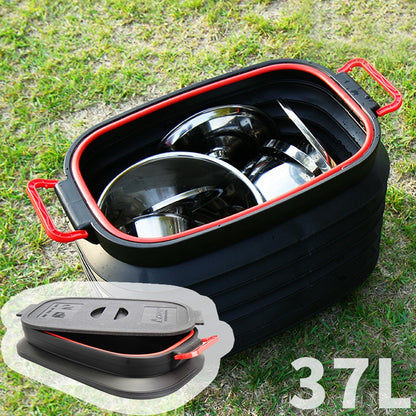 37L Large Collapsible Storage Bin / Bucket with Lid - Space Saving Gear by HitMyNeed