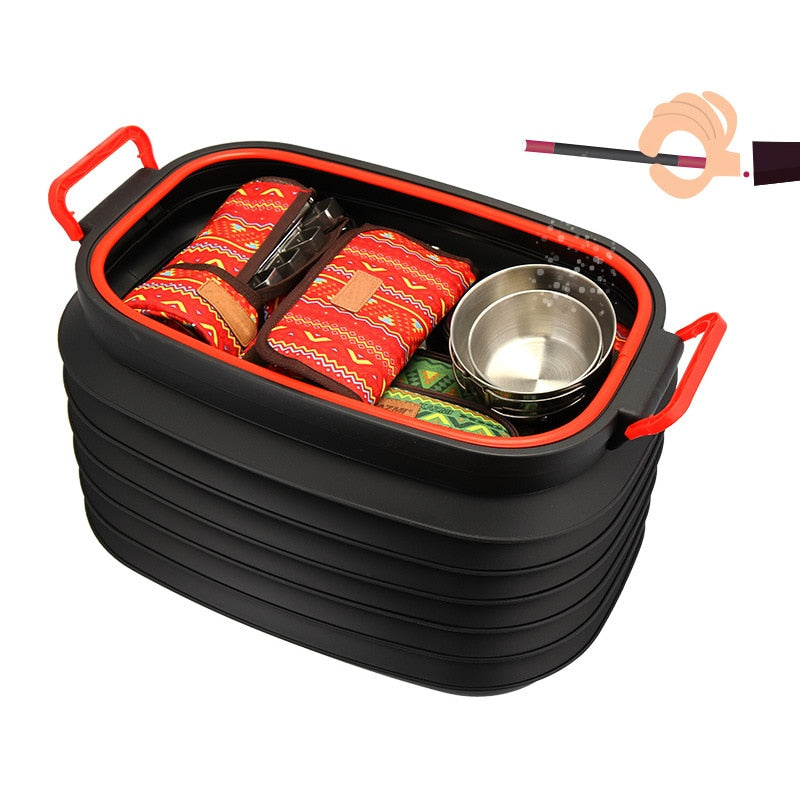 37L Large Collapsible Storage Bin / Bucket with Lid - Space Saving Gear by HitMyNeed
