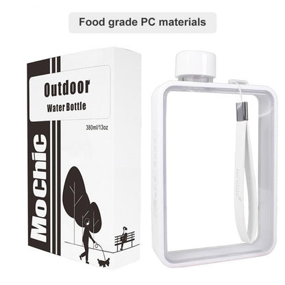 380ml Flat Square Water Bottle with Strap by HitMyNeed