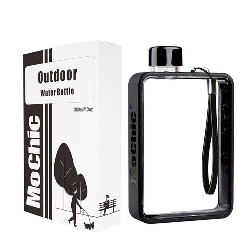380ml Flat Square Water Bottle with Strap by HitMyNeed