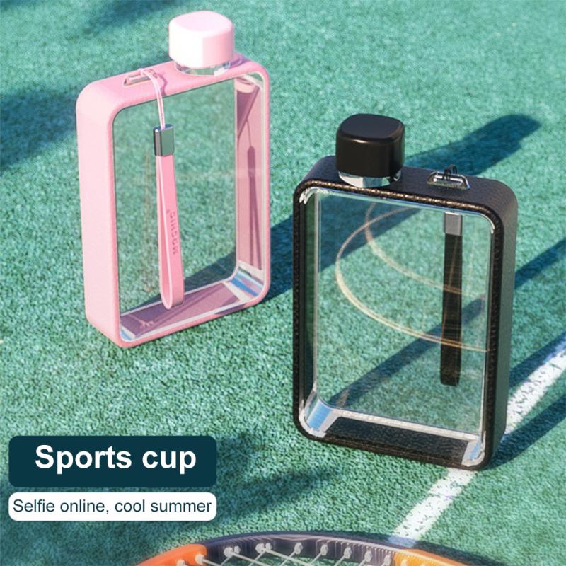 380ml Flat Square Water Bottle with Strap by HitMyNeed