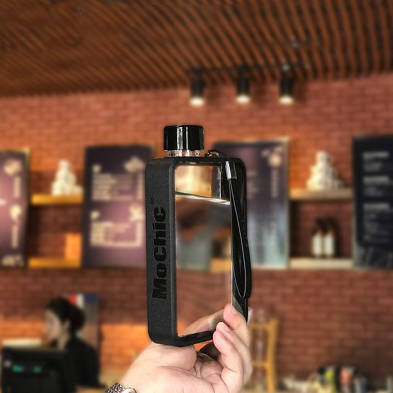 380ml Flat Square Water Bottle with Strap by HitMyNeed