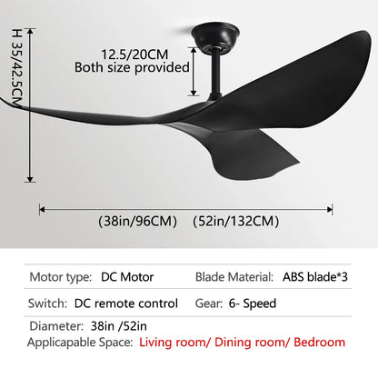 38/52 Inch DC Ceiling Fan with Remote, No Light pure-black L - 52inch / 132cm by HitMyNeed