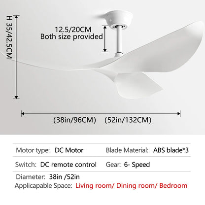 38/52 Inch DC Ceiling Fan with Remote, No Light pure-white L - 52inch / 132cm by HitMyNeed