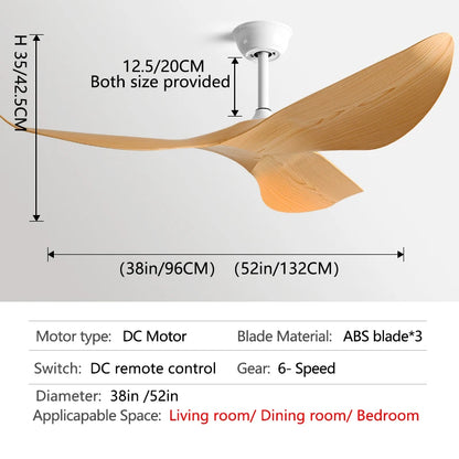 38/52 Inch DC Ceiling Fan with Remote, No Light white-wood-grain L - 52inch / 132cm by HitMyNeed