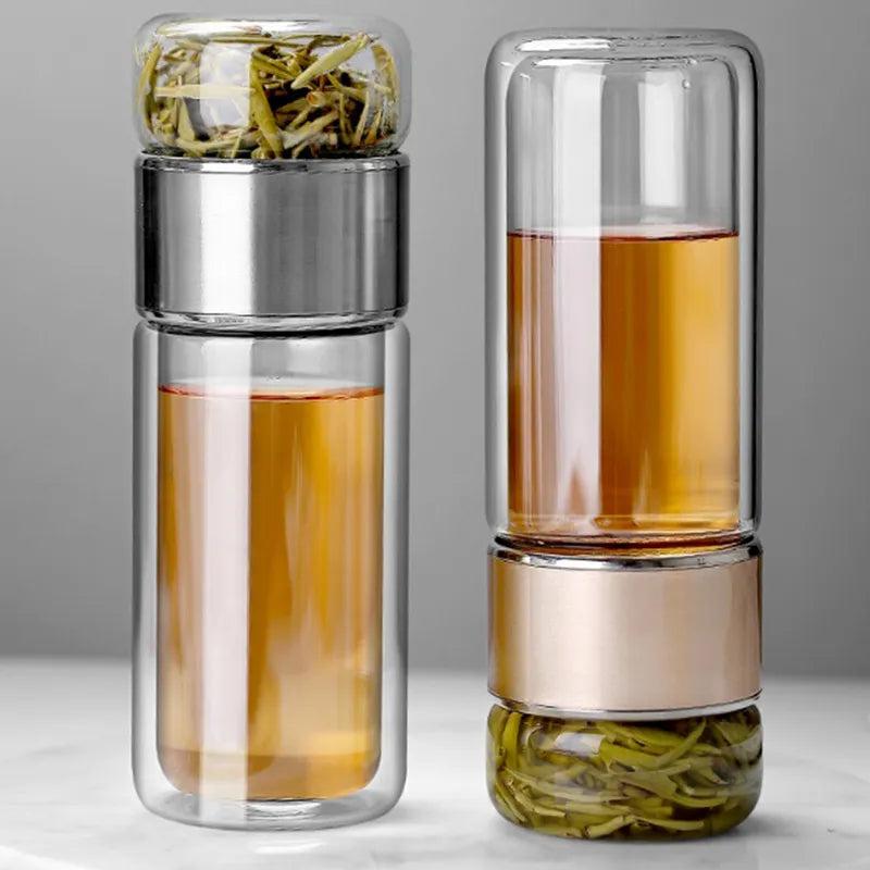 390ml Double Wall Glass Tea Infuser Bottle by HitMyNeed