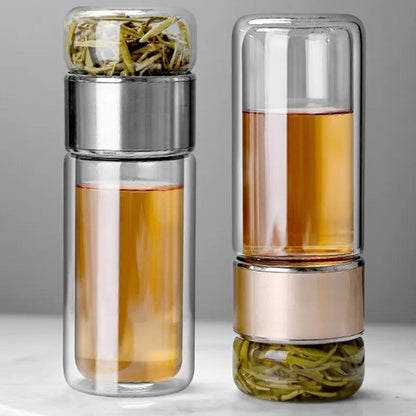 390ml Double Wall Glass Tea Infuser Bottle by HitMyNeed