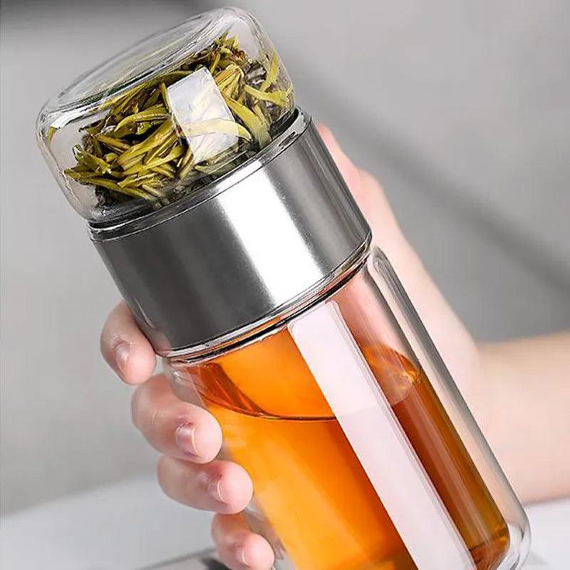 390ml Double Wall Glass Tea Infuser Bottle by HitMyNeed